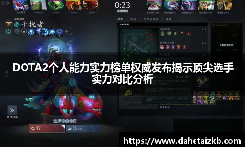 DOTA2个人能力实力榜单权威发布揭示顶尖选手实力对比分析