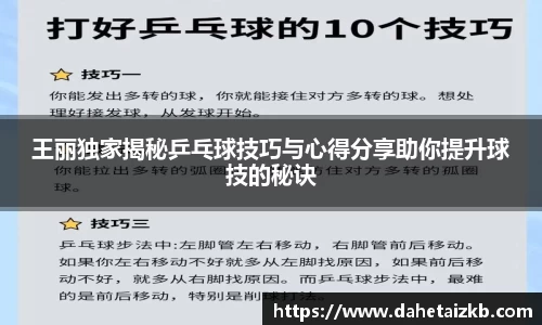 王丽独家揭秘乒乓球技巧与心得分享助你提升球技的秘诀